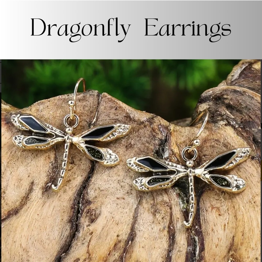 Gold Dragonfly Crop Earrings Women Jewelry